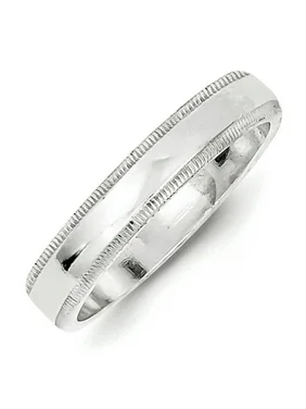 Bridal QWM040-10 4 mm Sterling Silver Half Round Milgrain Band, Size 10