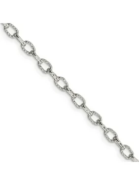 3.75mm, Sterling Silver Fancy Satin Rolo Chain Bracelet, 7 Inch